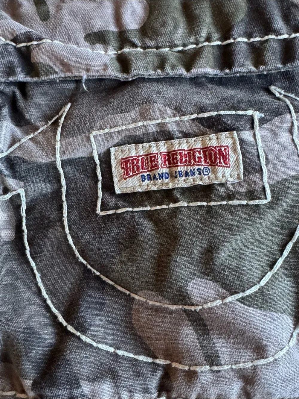 True Religion Camo Cargo Shorts Size 38